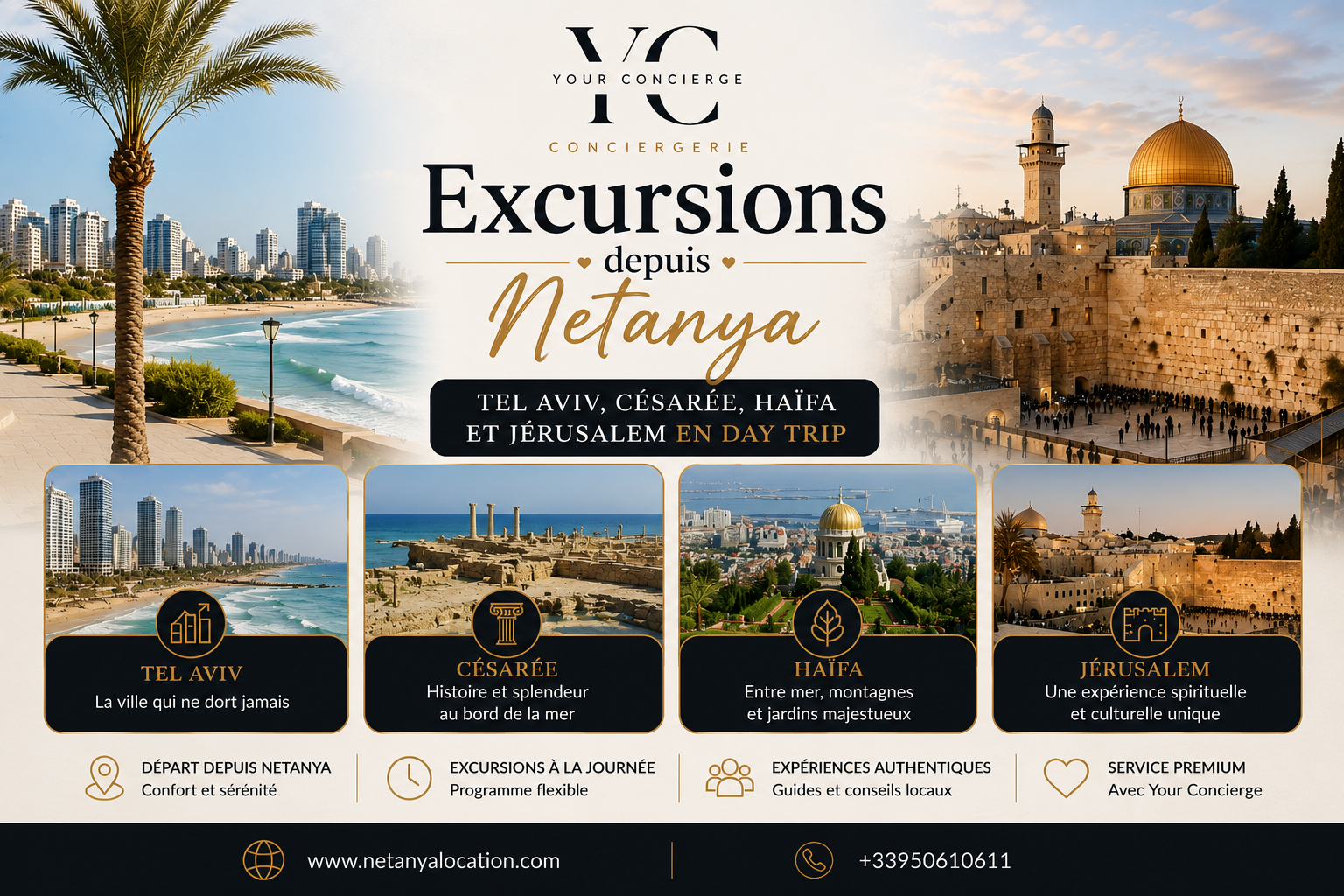 Illustration de l'article : Excursions depuis Netanya : Tel Aviv, Césarée, Haïfa et Jérusalem en day trip